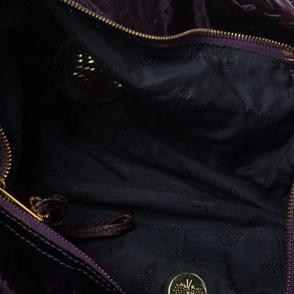 Mulberry Dark Plum Ostrich Embossed Velvet Daria Hobo For Women - Image 7