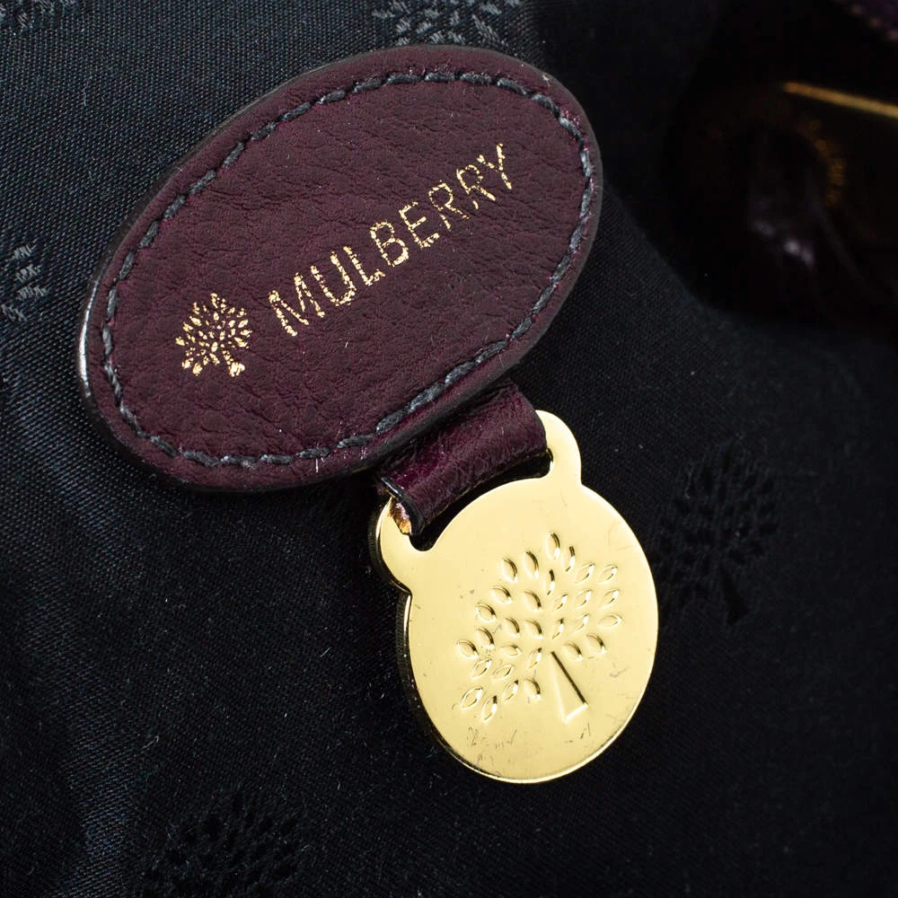 Mulberry Dark Plum Ostrich Embossed Velvet Daria Hobo For Women - Image 8