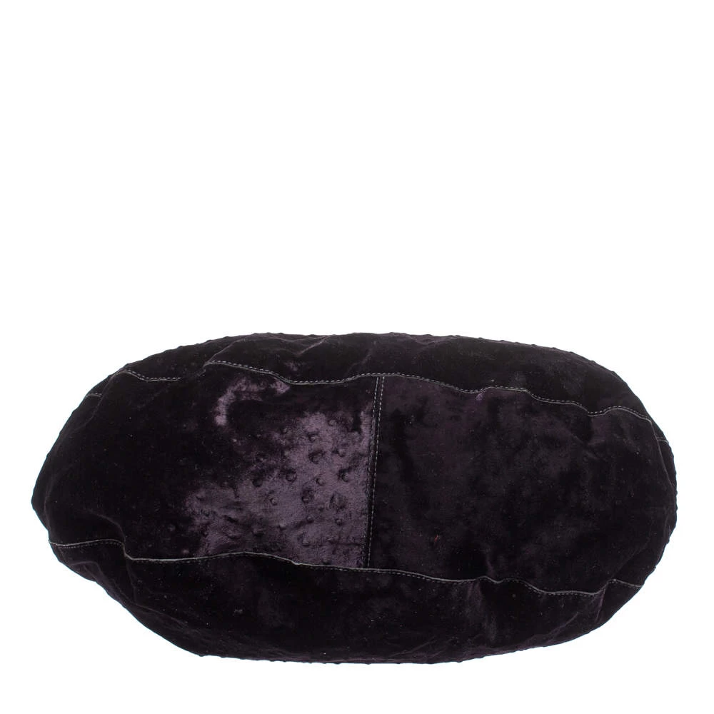 Mulberry Dark Plum Ostrich Embossed Velvet Daria Hobo For Women - Image 6