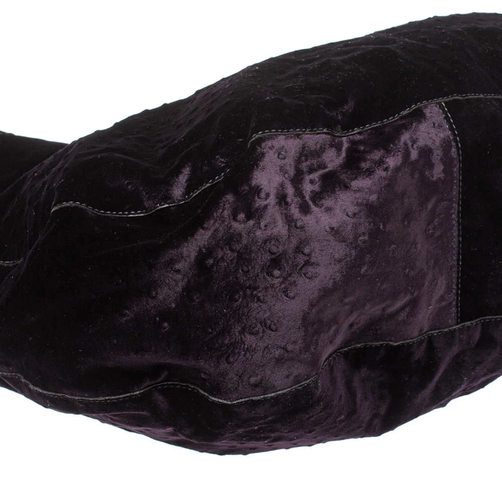 Mulberry Dark Plum Ostrich Embossed Velvet Daria Hobo For Women - Image 10