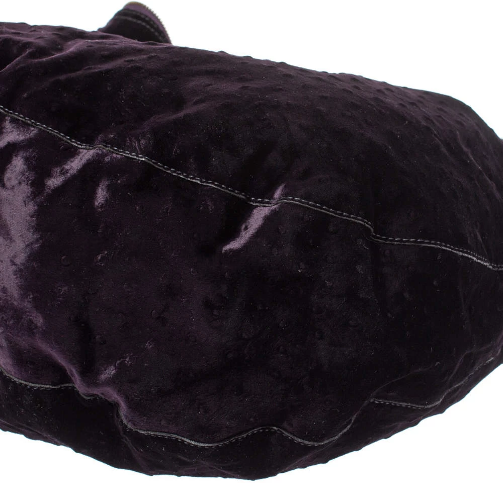 Mulberry Dark Plum Ostrich Embossed Velvet Daria Hobo For Women - Image 11