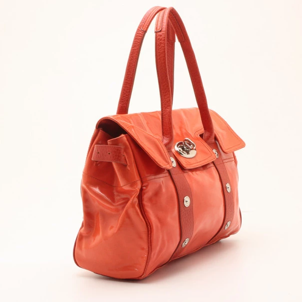 Mulberry Orange Patent Studded Bayswater Bag For Women - Image 3