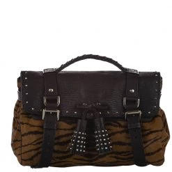 Mulberry Brown Ponyhair/Leather Alexa Satchel Bag For Women