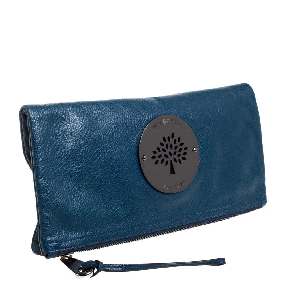 Mulberry Dark Teal Leather Daria Fold Over Clutch For Women - Image 3