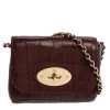 Mulberry Burgundy Crocodile Embossed Leather Mini Lily Shoulder Bag For Women