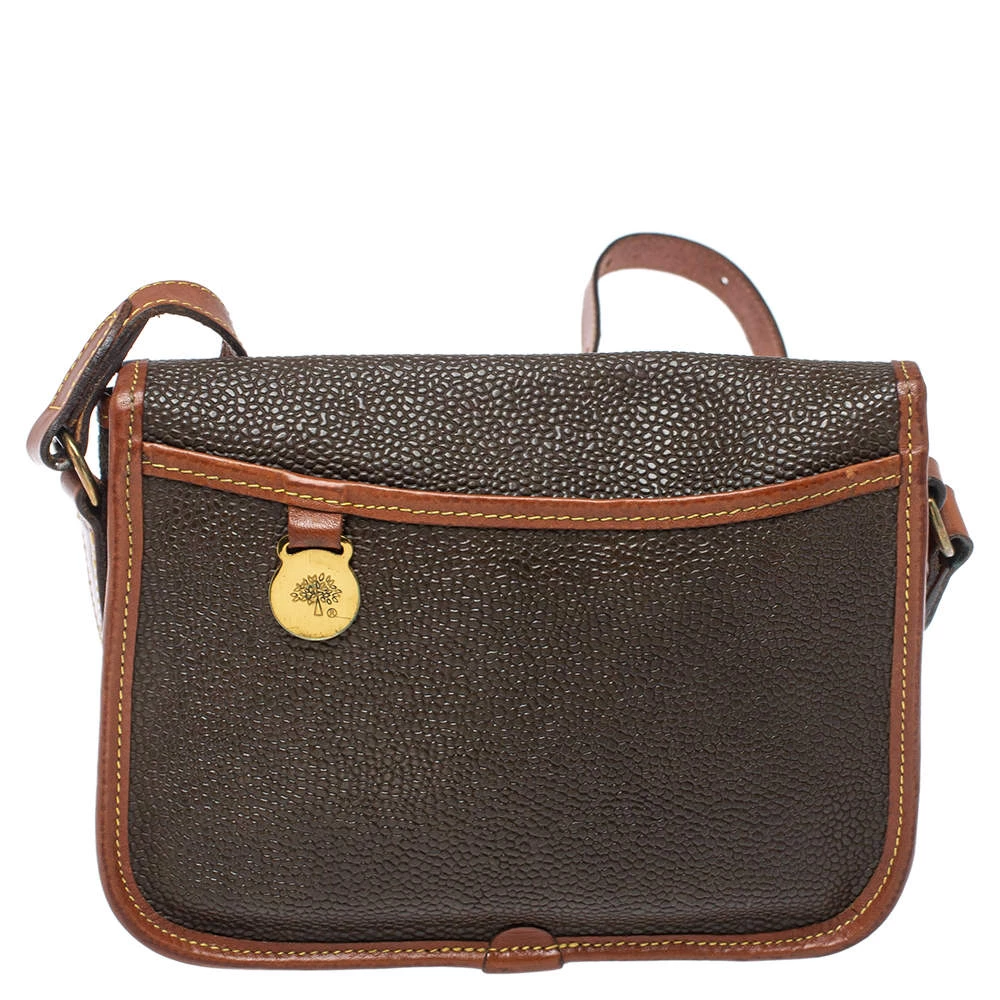 Mulberry Dark Brown Textured Leather Vintage Flap Crossbody Bag For Women - Image 4
