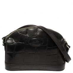 Mulberry Black Croc Embossed Leather Shoulder Bag For Women