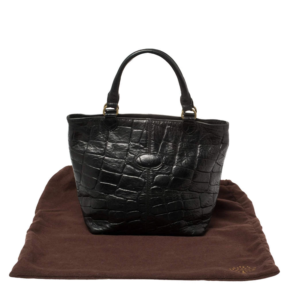 Mulberry Black Croc Embossed Leather Tote For Women - Image 10