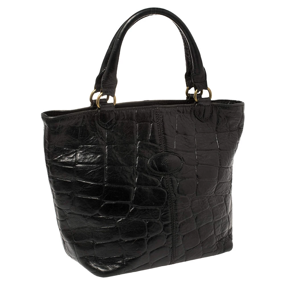 Mulberry Black Croc Embossed Leather Tote For Women - Image 3