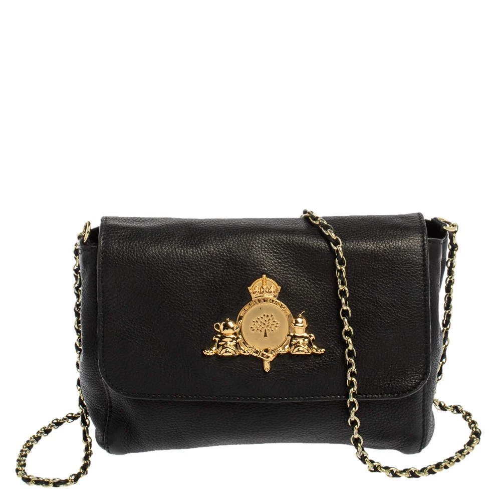Mulberry Black Leather Chain Crossbody Bag For Women
