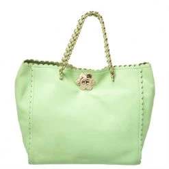 Mulberry Mint Green Leather Flower Cecily Tote For Women
