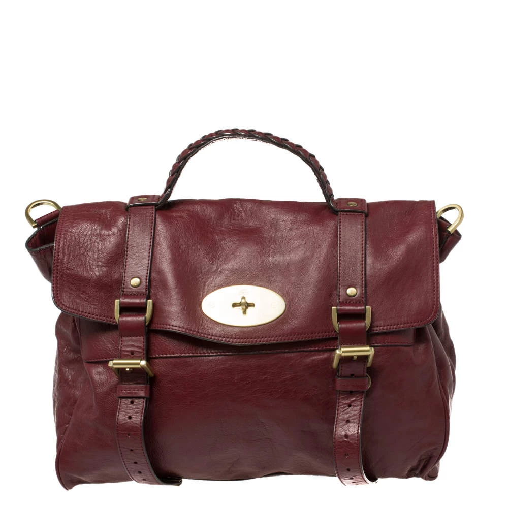 Mulberry Dark Red Leather Oversized Alexa Satchel For Women