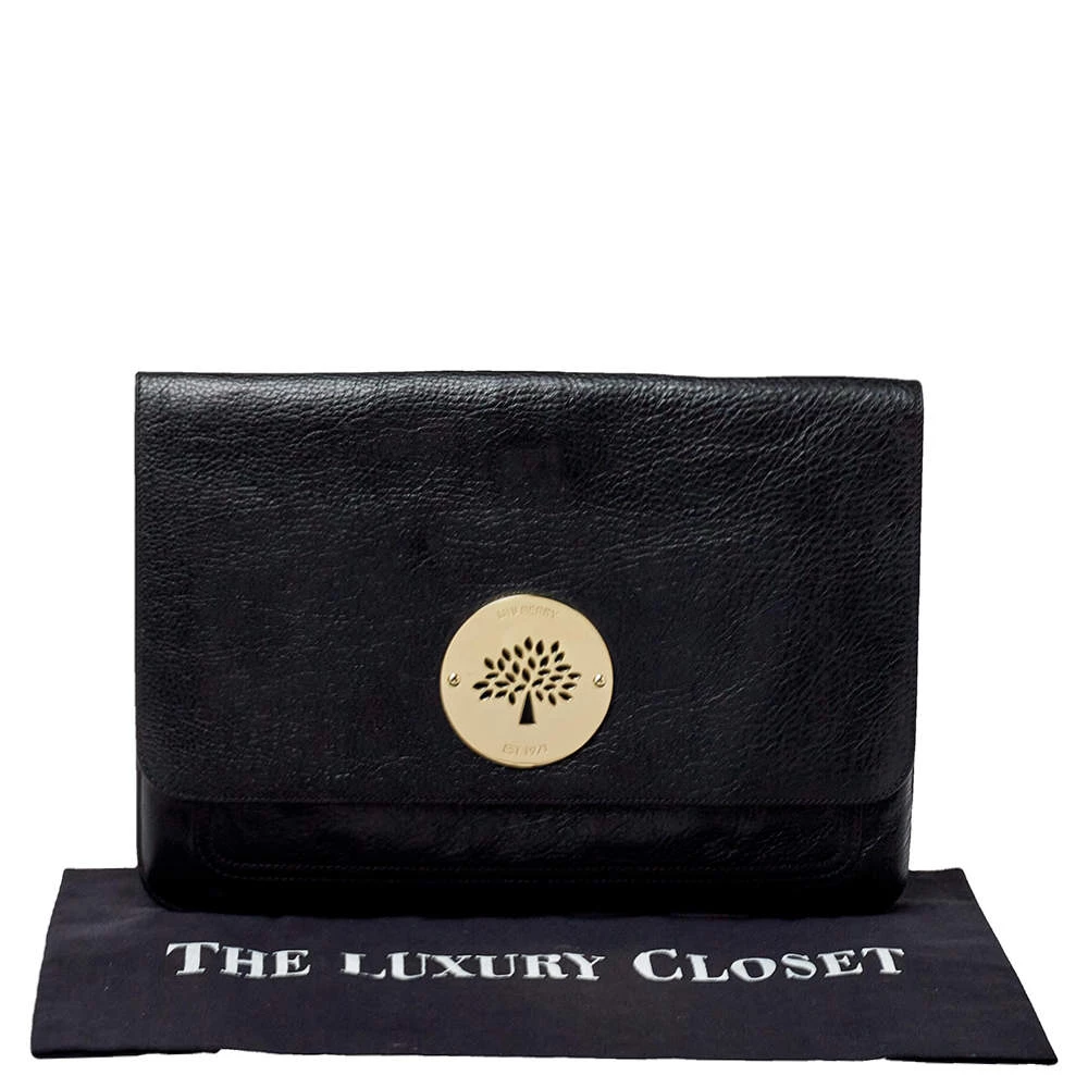 Mulberry Black Leather Oversized Clutch For Women - Image 9