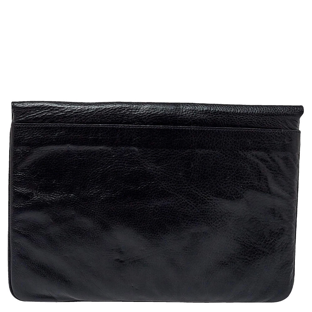 Mulberry Black Leather Oversized Clutch For Women - Image 4