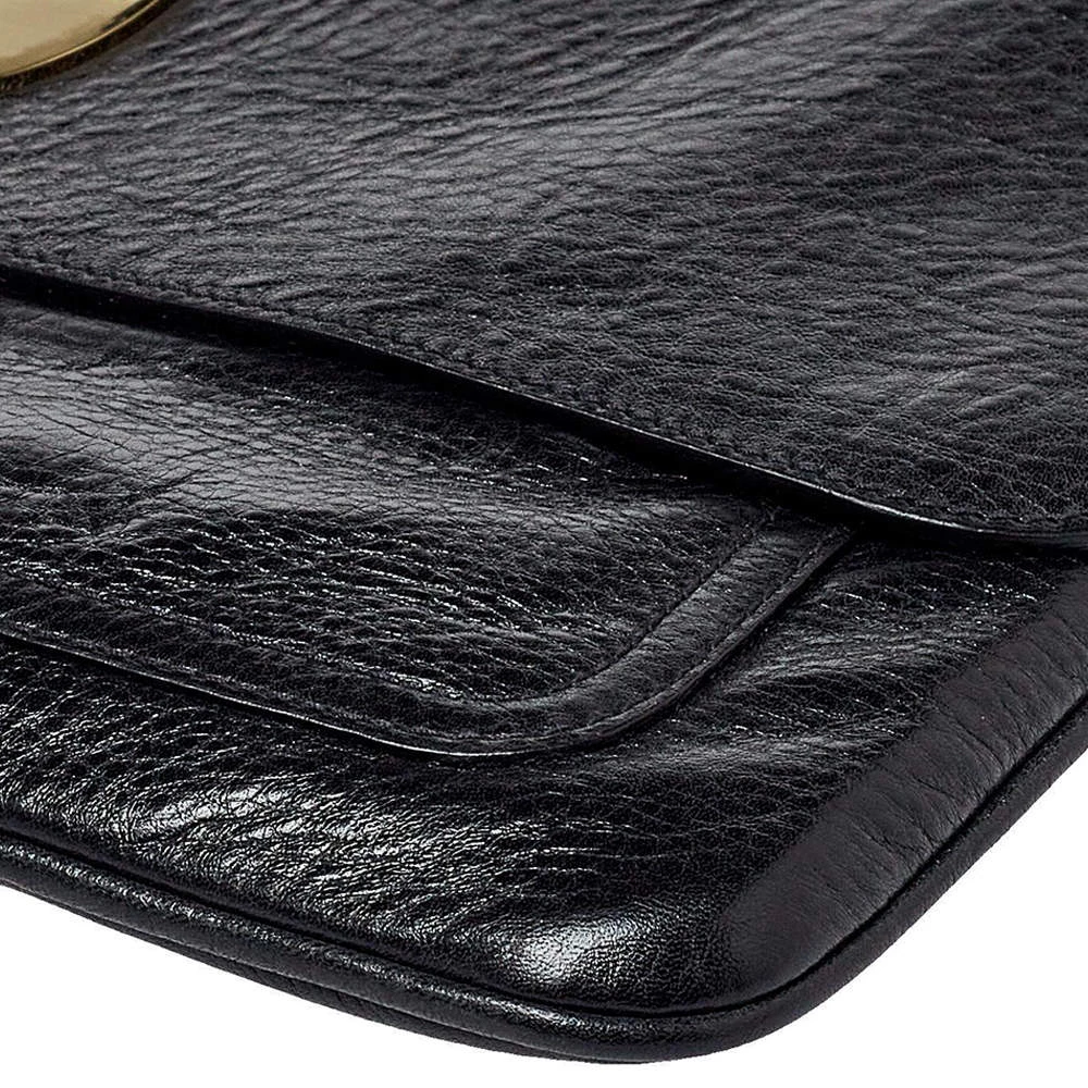 Mulberry Black Leather Oversized Clutch For Women - Image 10