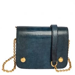 Mulberry Blue/Black Lizard Embossed Leather Clifton Crossbody Bag For Women