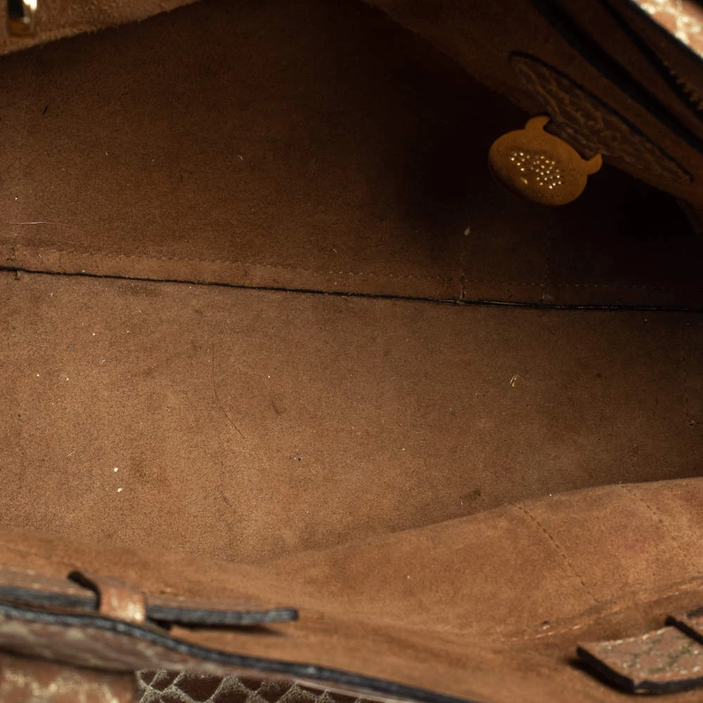 Mulberry Brown/Gold Snakeskin Effect Suede Bayswater Satchel For Women - Image 10