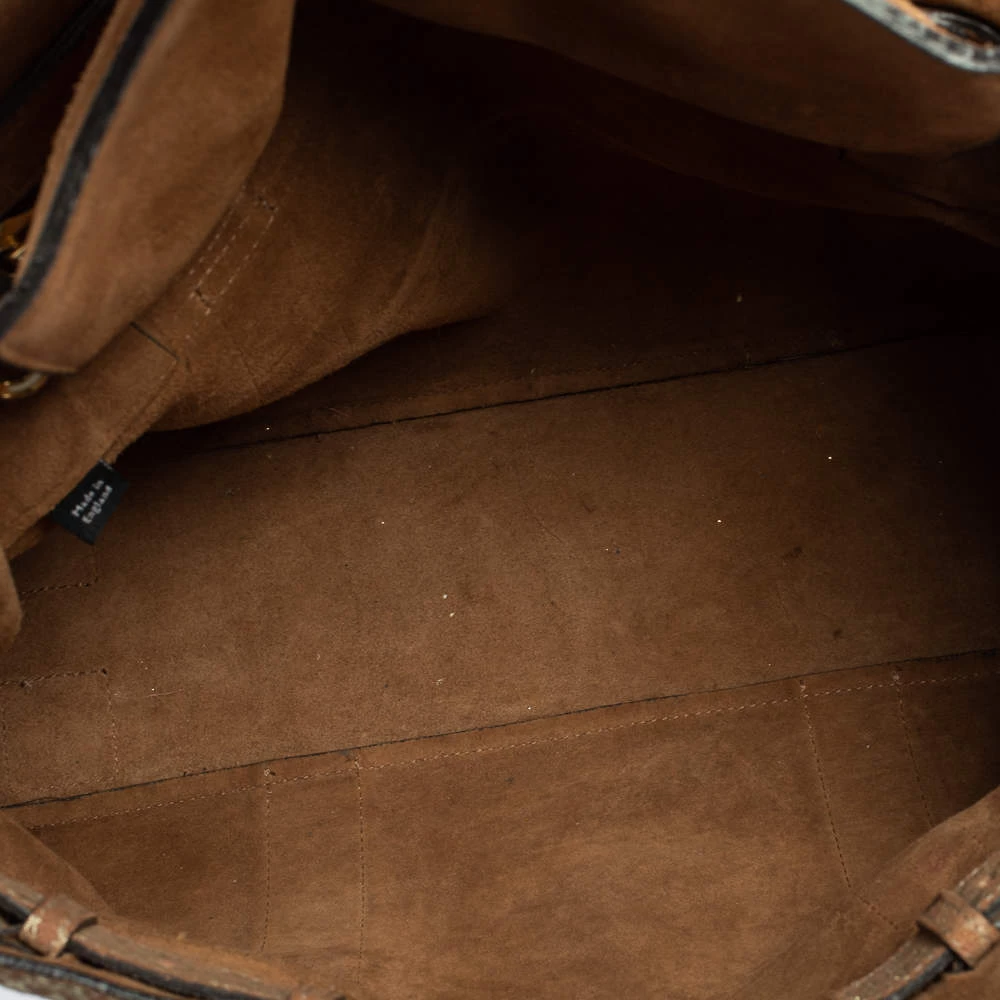 Mulberry Brown/Gold Snakeskin Effect Suede Bayswater Satchel For Women - Image 12