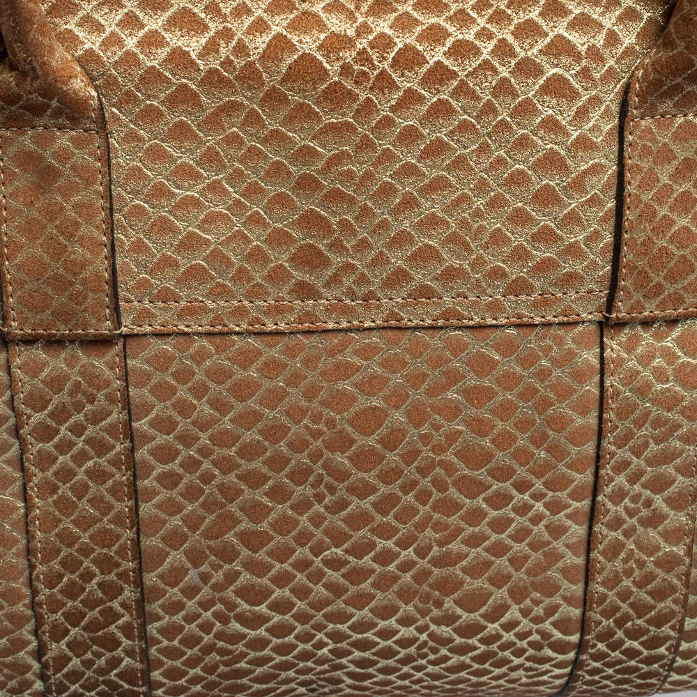 Mulberry Brown/Gold Snakeskin Effect Suede Bayswater Satchel For Women - Image 6