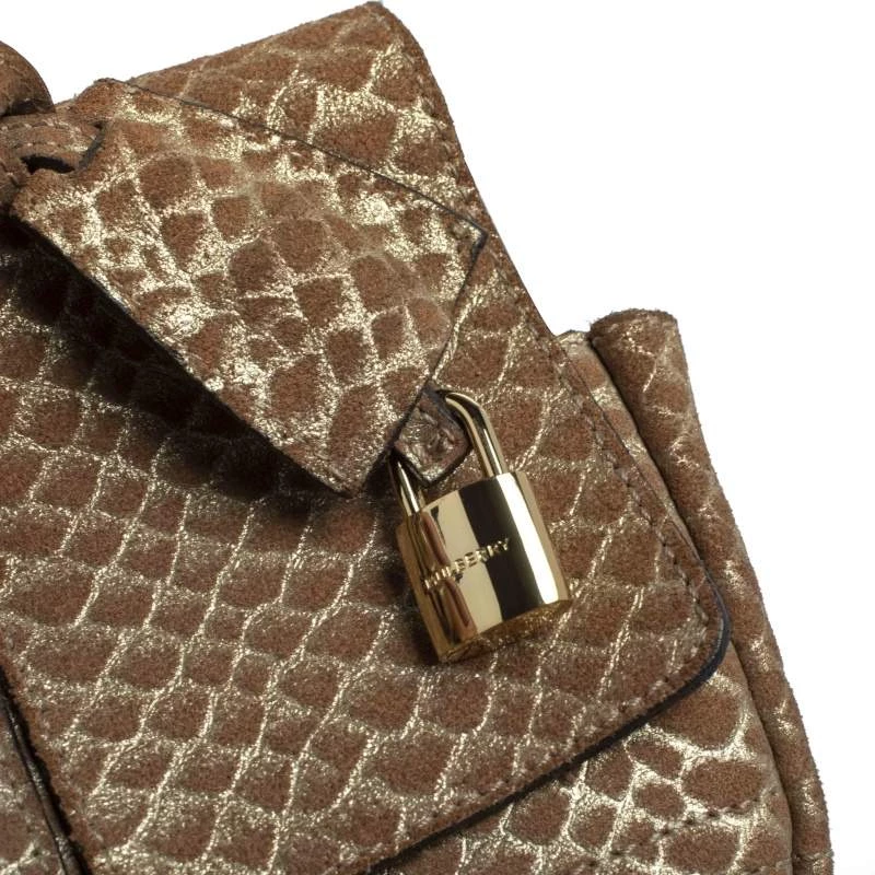 Mulberry Brown/Gold Snakeskin Effect Suede Bayswater Satchel For Women - Image 7