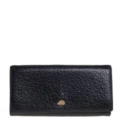 Mulberry Black Leather Flap Continental Wallet For Women