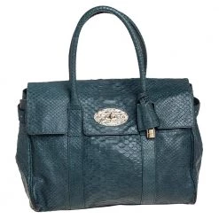 Mulberry Dark Green Python Effect Leather Bayswater Satchel For Women