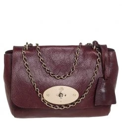 Mulberry Burgundy Leather Small Lily Shoulder Bag For Women