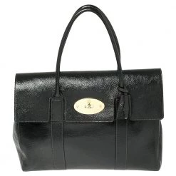 Mulberry Anthracite Patent Leather Bayswater Satchel For Women