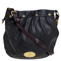 Mulberry Black/Brown Pebbled Leather Medium Mitzy Messenger Bag For Women