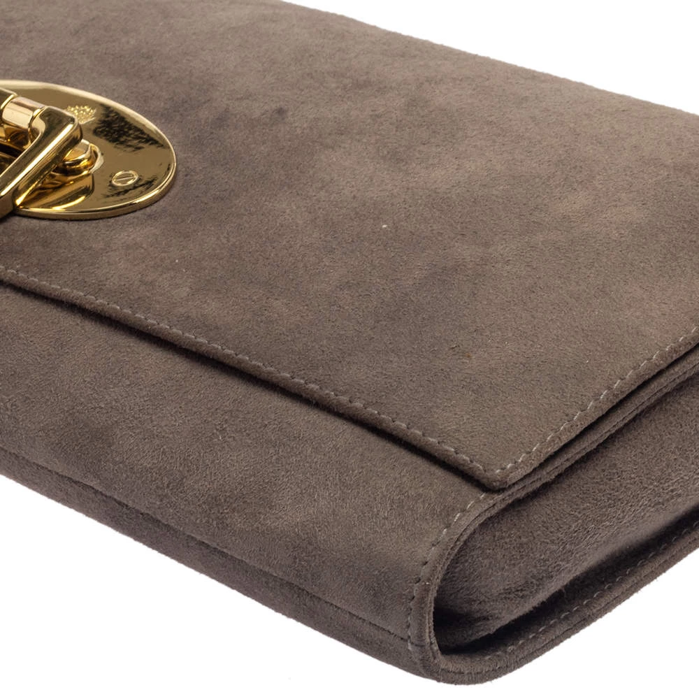 Mulberry Grey Suede Oversized Ava Clutch For Women - Image 13