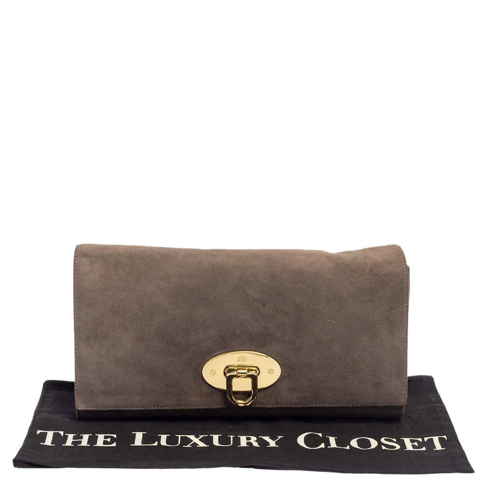 Mulberry Grey Suede Oversized Ava Clutch For Women - Image 12