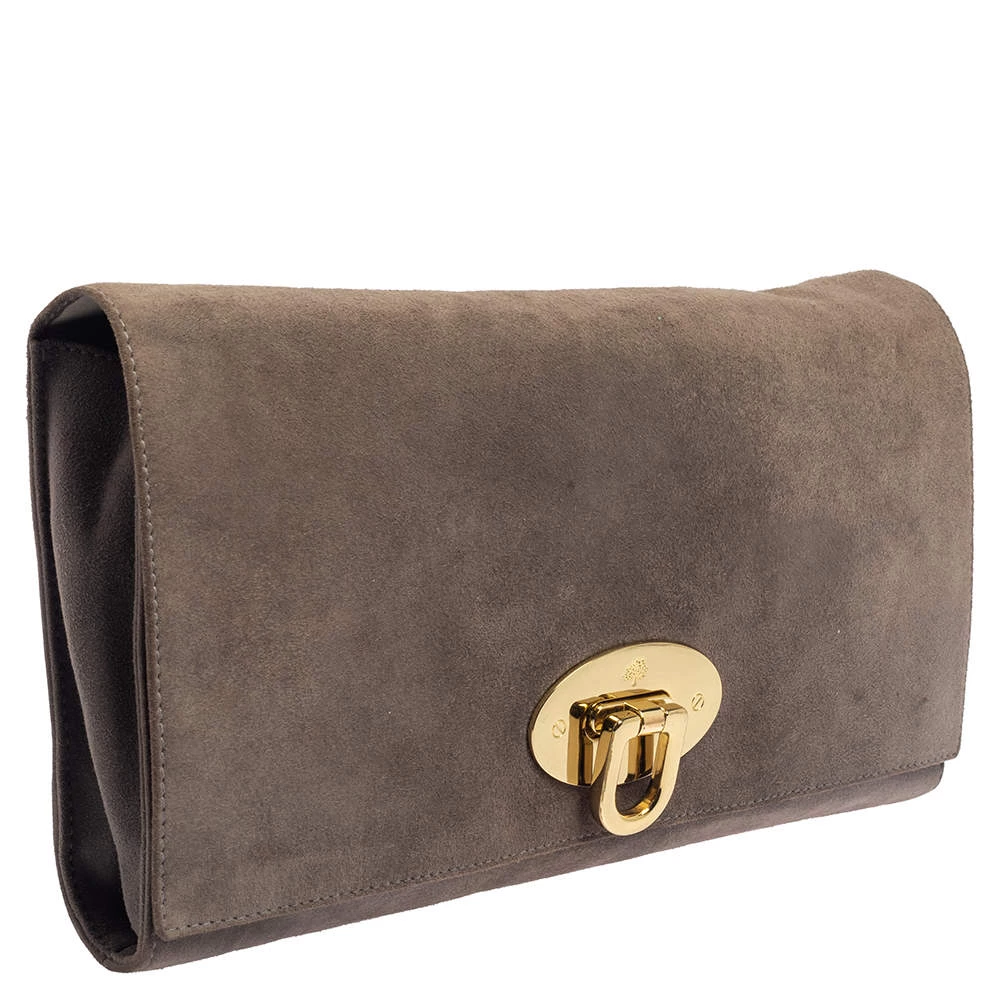 Mulberry Grey Suede Oversized Ava Clutch For Women - Image 3