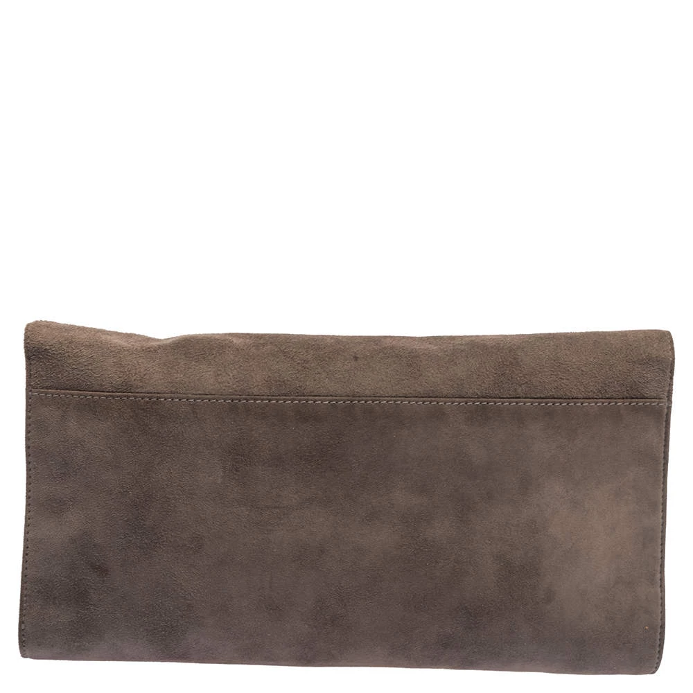 Mulberry Grey Suede Oversized Ava Clutch For Women - Image 4