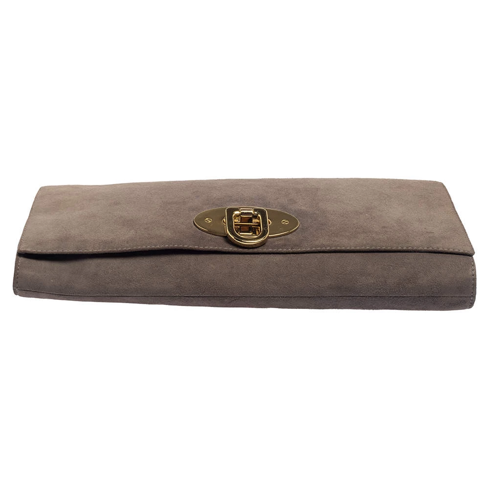 Mulberry Grey Suede Oversized Ava Clutch For Women - Image 6