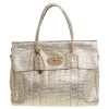 Mulberry Metallic Gold Textured Leather Bayswater Satchel For Women