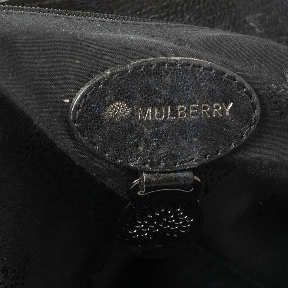 Mulberry Metallic Blue/Black Textured Leather Alexa Satchel For Women - Image 9