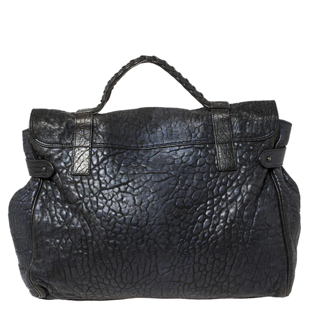 Mulberry Metallic Blue/Black Textured Leather Alexa Satchel For Women - Image 4