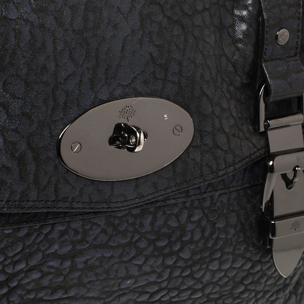 Mulberry Metallic Blue/Black Textured Leather Alexa Satchel For Women - Image 5