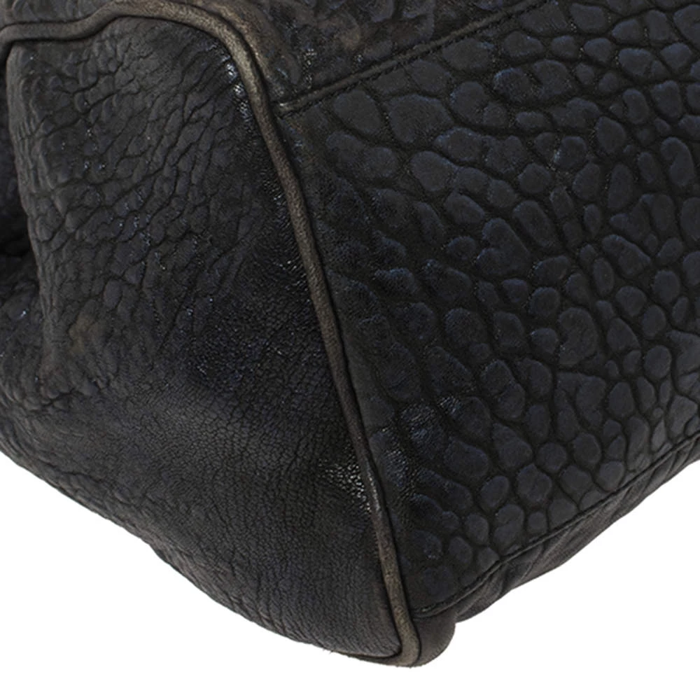 Mulberry Metallic Blue/Black Textured Leather Alexa Satchel For Women - Image 11