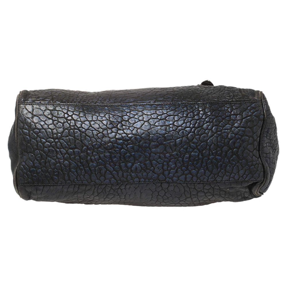Mulberry Metallic Blue/Black Textured Leather Alexa Satchel For Women - Image 6