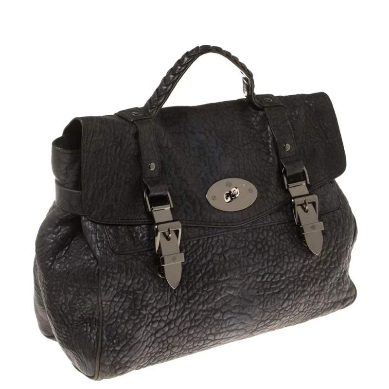 Mulberry Metallic Blue/Black Textured Leather Alexa Satchel For Women - Image 3