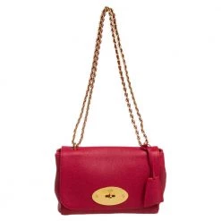 Mulberry Red Leather Small Lily Shoulder Bag For Women