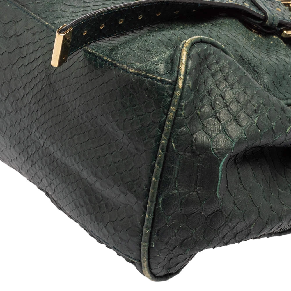 Mulberry Dark Teal Green Python Embossed Leather Oversized Alexa Satchel For Women - Image 11