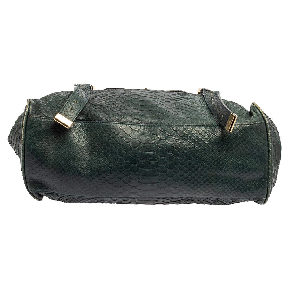 Mulberry Dark Teal Green Python Embossed Leather Oversized Alexa Satchel For Women - Image 6