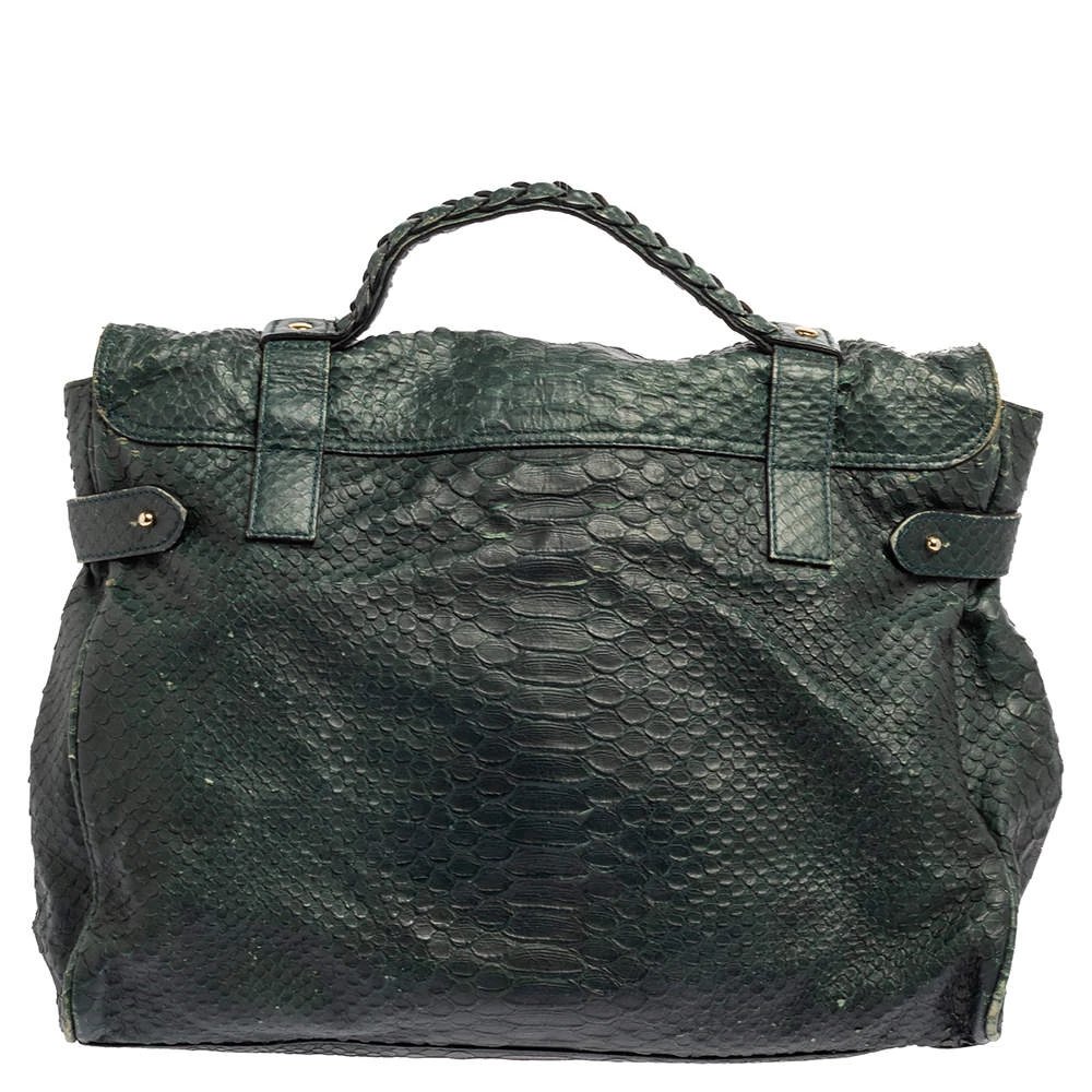 Mulberry Dark Teal Green Python Embossed Leather Oversized Alexa Satchel For Women - Image 4