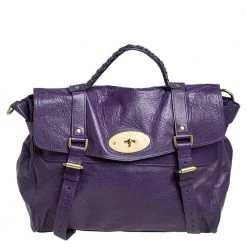 Mulberry Purple Leather Oversized Alexa Satchel For Women