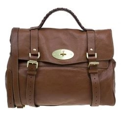 Mulberry Brown Soft Buffalo Leather Oversized Alexa Satchel Bag For Women