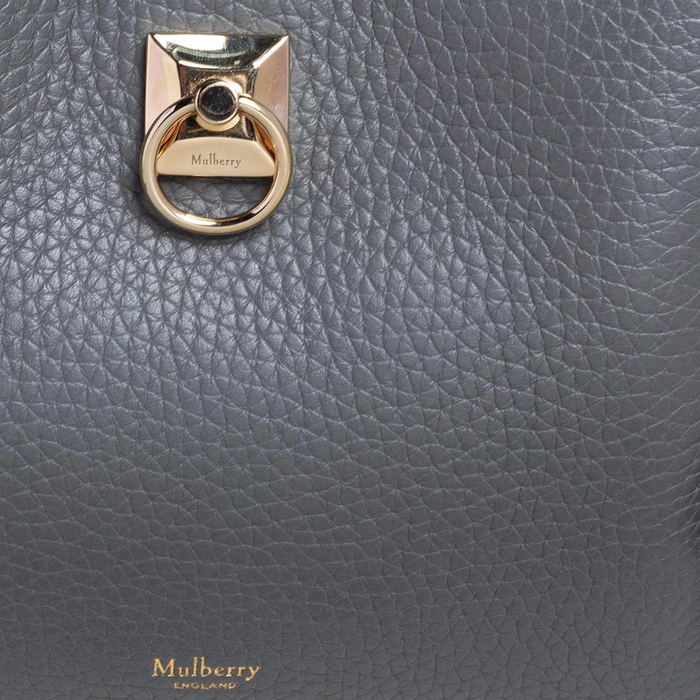 Mulberry Grey Grained Leather Mini Iris Top Handle Bag For Women - Image 5
