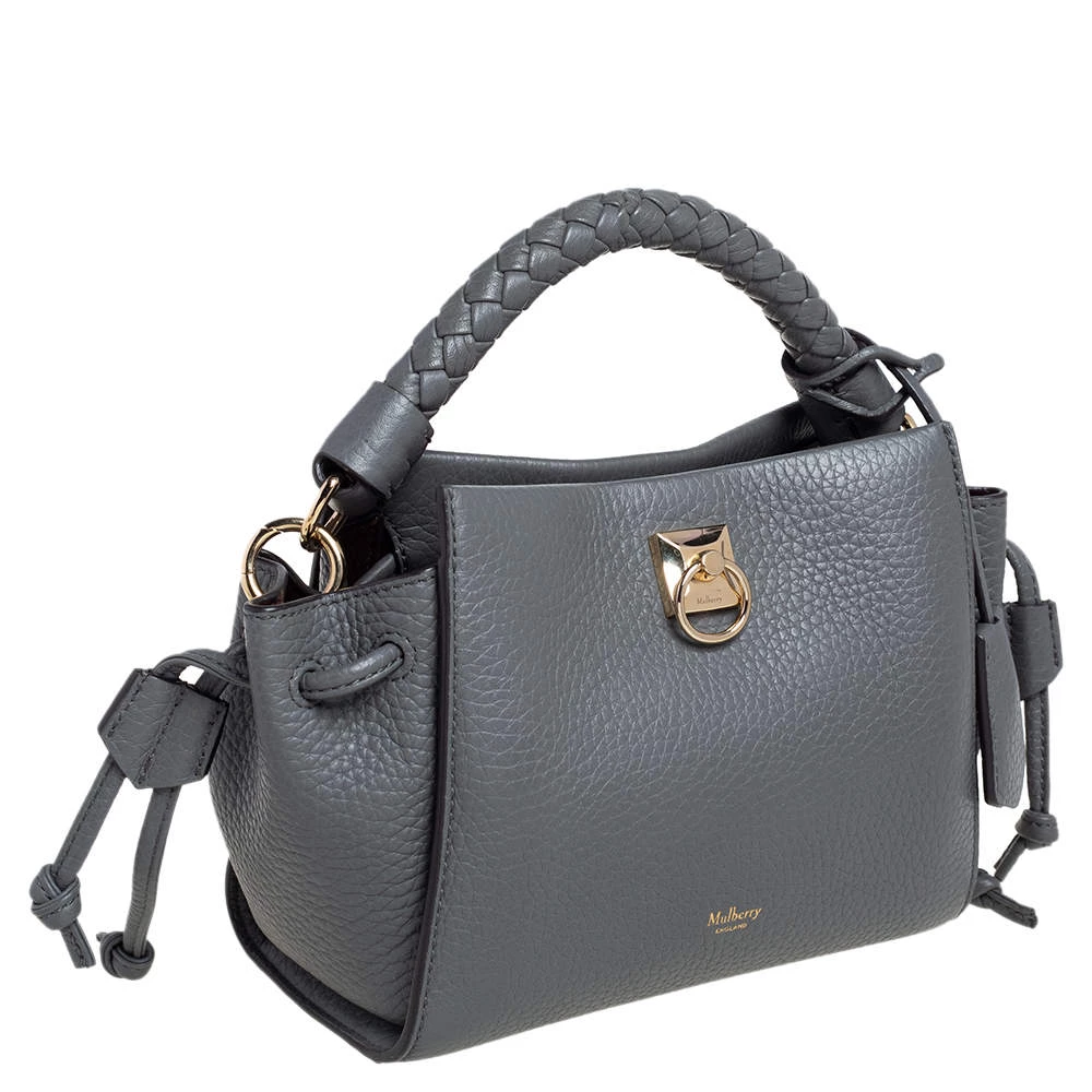 Mulberry Grey Grained Leather Mini Iris Top Handle Bag For Women - Image 3