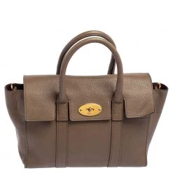Mulberry Khaki Green Leather Small Bayswater Satchel For Women